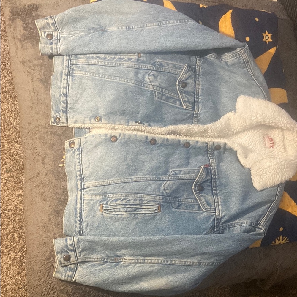 Light Blue Denim Jacket with White Sherpa Lining
